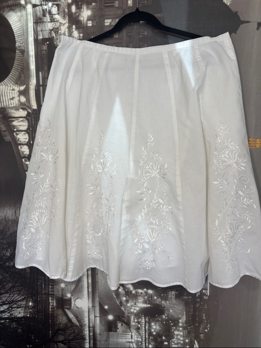 Cottage core boho cotton fully lined White Embroidered A-Line Women's Skirt